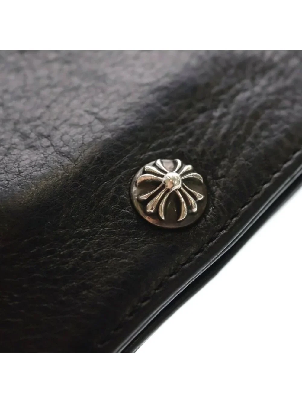 Chrome Hearts 1 Snap Cross Ball Button Leather Wallet Black